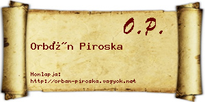 Orbán Piroska névjegykártya